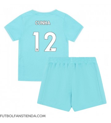 Wolves Matheus Cunha #12 Tercera Equipación Niños 2023-24 Manga Corta (+ Pantalones cortos)